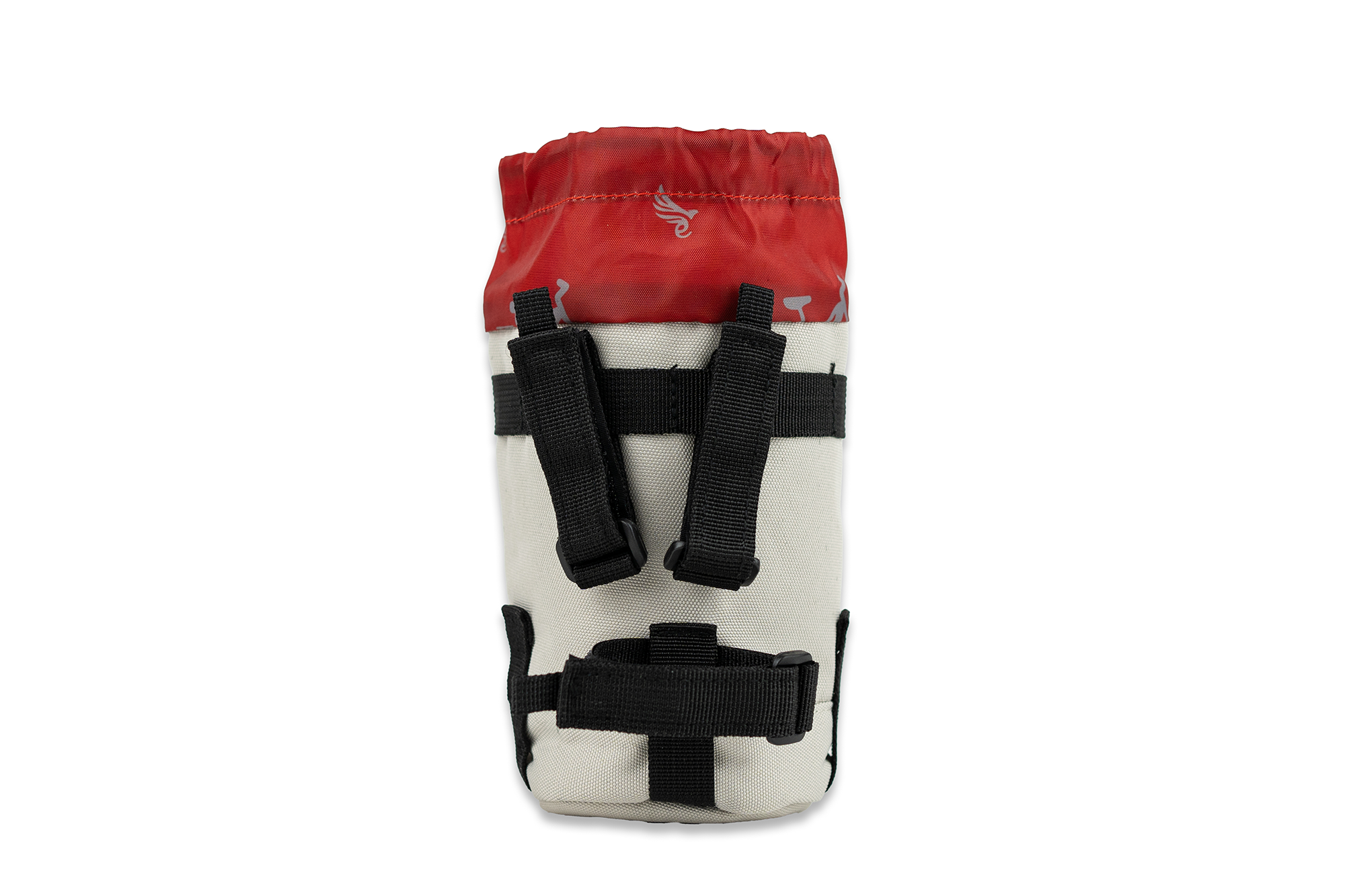 Back view of the beige Euphree Stem Bag with red liner, showcasing durable construction and built-in drain hole