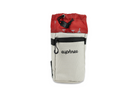 Front view of the beige Euphree Stem Bag with red liner, featuring a water-resistant design and secure 3-point attachment system.