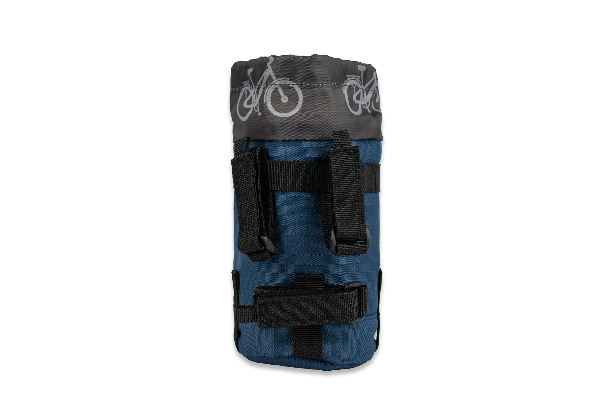 Blue Euphree Stem Bag with dark gray liner, durable materials, and built-in drain hole for spill management.