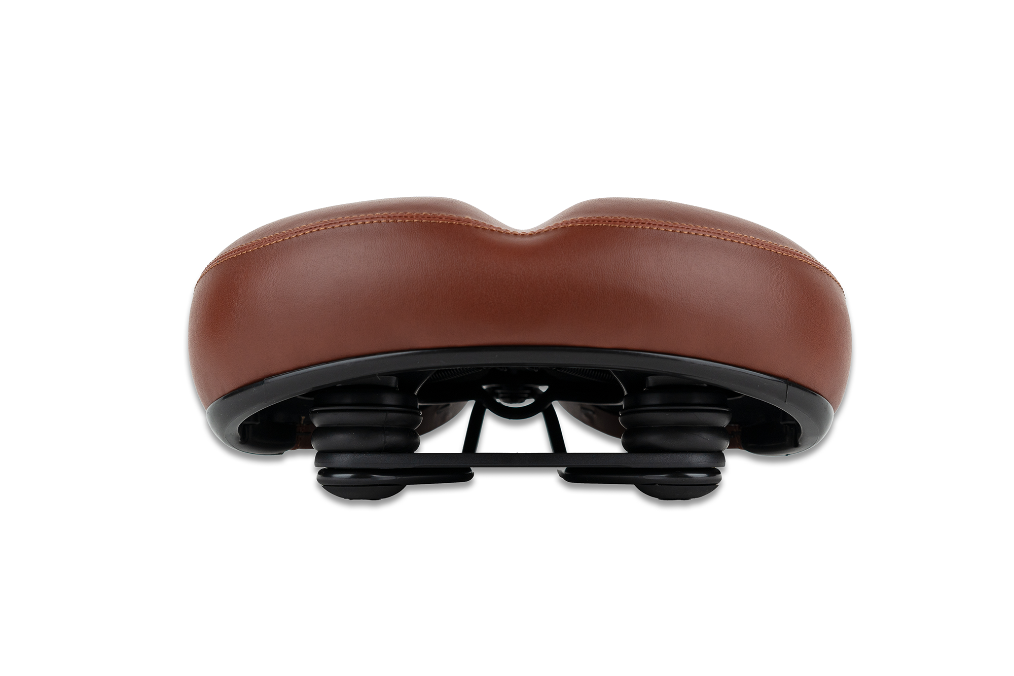 Back view of the Euphree Wide Comfort Saddle in brown, highlighting its reinforced structure for long-lasting support on all Euphree ebikes.