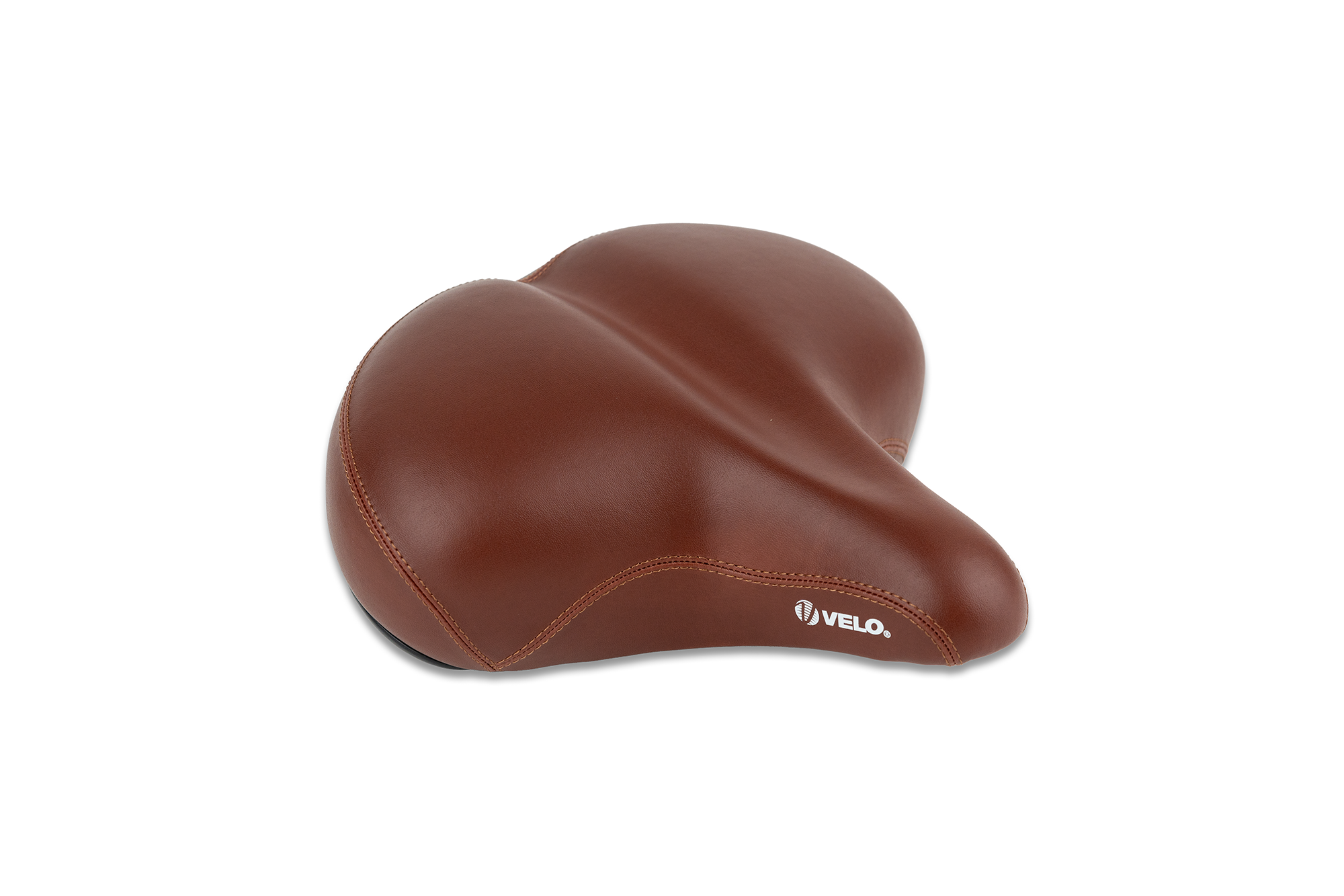 Front view of the Euphree Wide Comfort Saddle in brown, designed for durability and a comfortable fit on all Euphree ebikes.