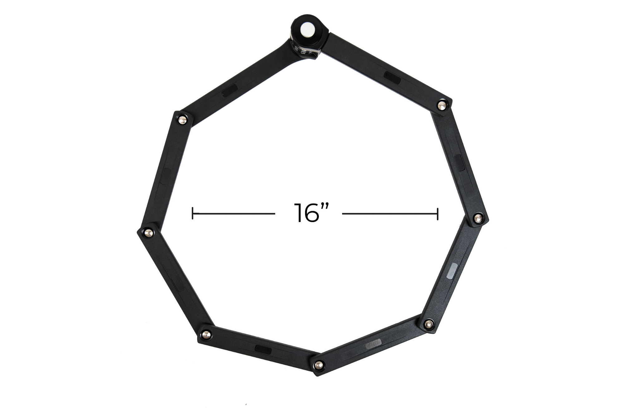 Euphree Combination Steel Folding Lock arranged in a 16-inch circle, showcasing flexibility for securing bikes."