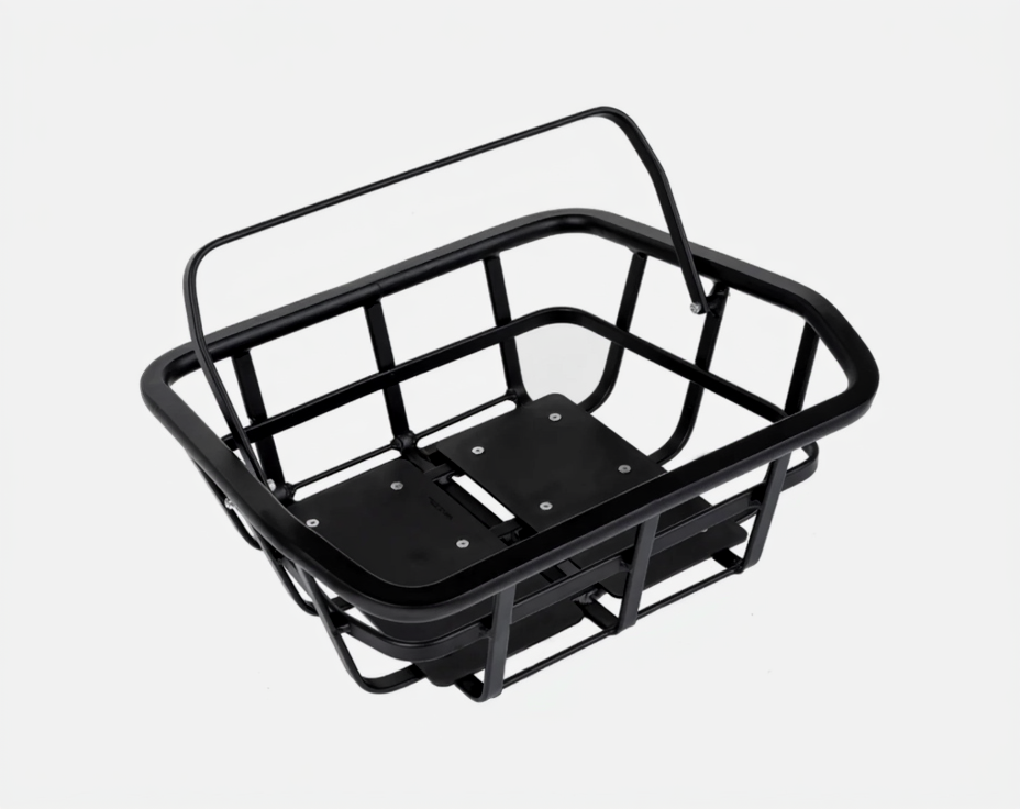 Matte black aluminum rear basket for Euphree ebikes, MIK or Original, 50lb capacity
