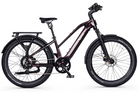 Stellar Falcon Mid-Step in Black Cherry, built for adventure with a 750W motor, Shimano gears, and Schwalbe tires for enhanced grip and performance.