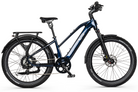 Stellar Falcon Mid-Step electric bike in Galaxy Blue with a 750W motor, air suspension, and Schwalbe tires for adventure