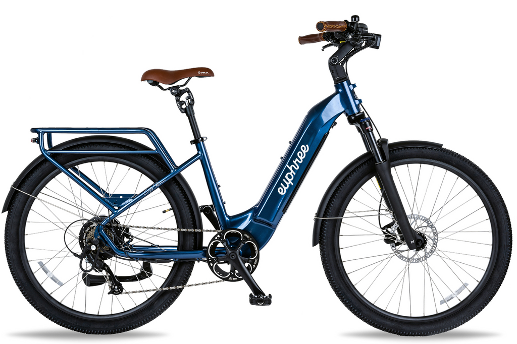 Rebel Blue Step Thru Electric Bike from Euphree - Comfortable and Stylish Electric Bike with Step-Through Frame